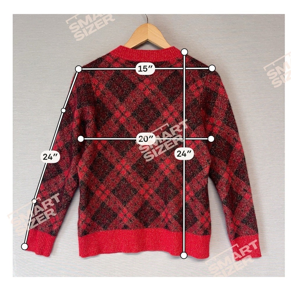 Charter Club Luxury Red Metallic Plaid Cashmere Blend Pullover Sweater Women's L - Picture 8 of 8